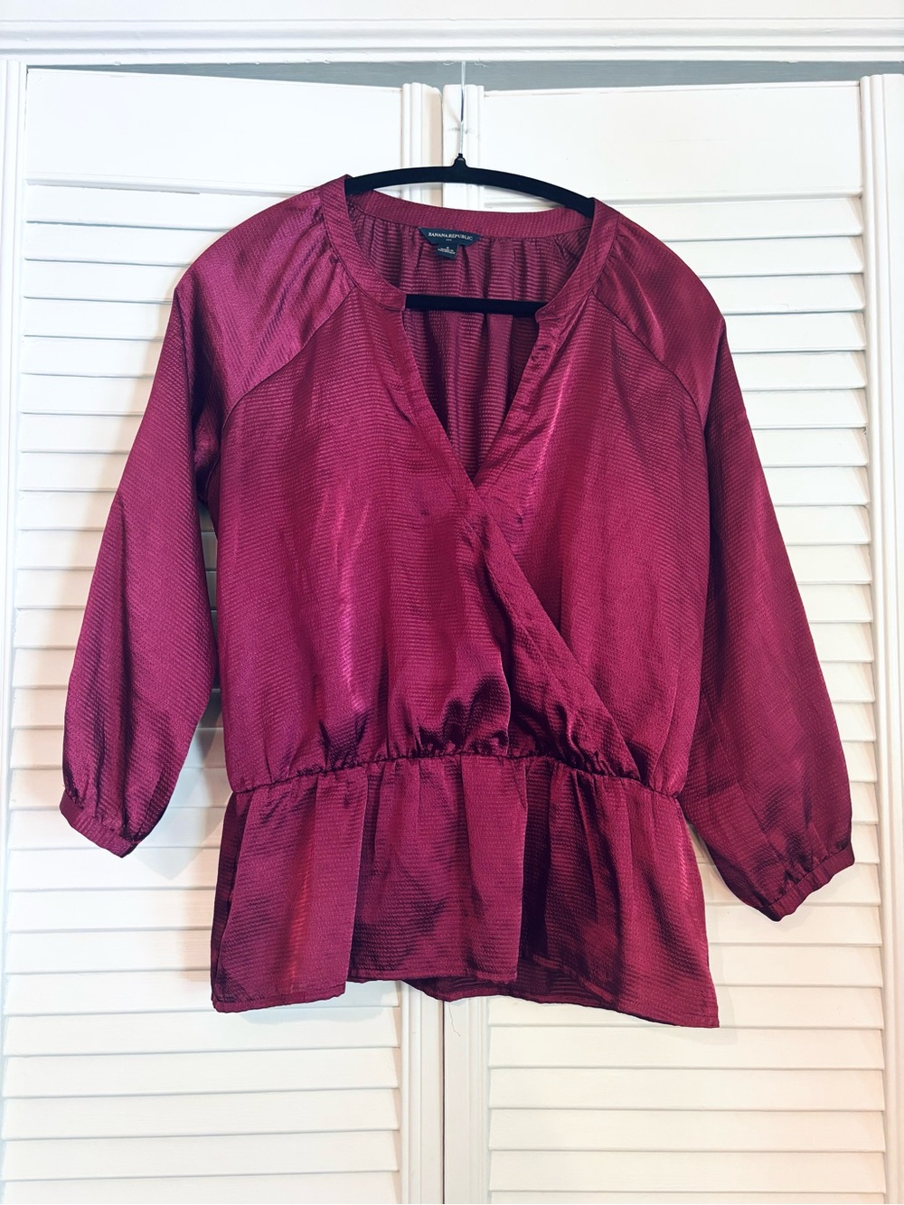 Banana Republic Maroon Faux Wrap Blouse Top Shirt Size Small S